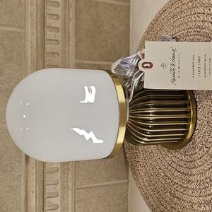 NEW HEARTH & HAND Brass Fluted With Frosted Glass Globe Accent Table Lamp